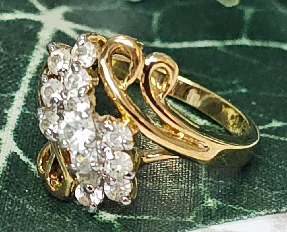 Womens Gold Tone 14k GE Snake Curve Clear Rhinestones Fashion Ring Size 5